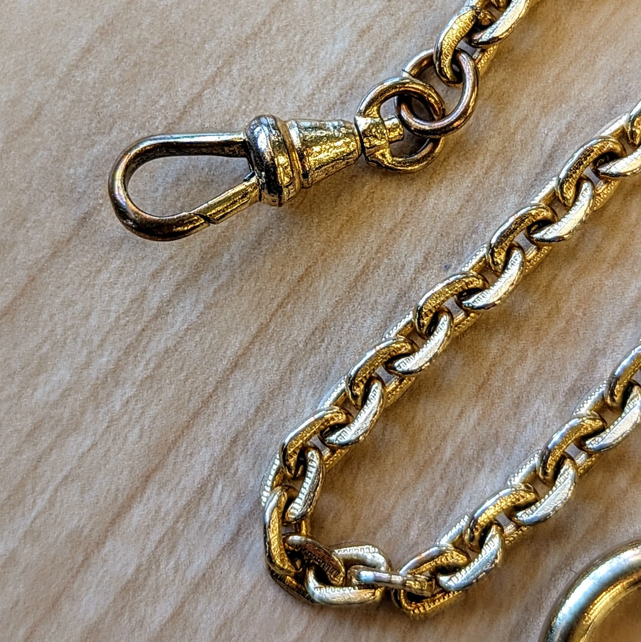 Vintage Pocket Watch Chain Men's Textured Link Chain Gold Tone