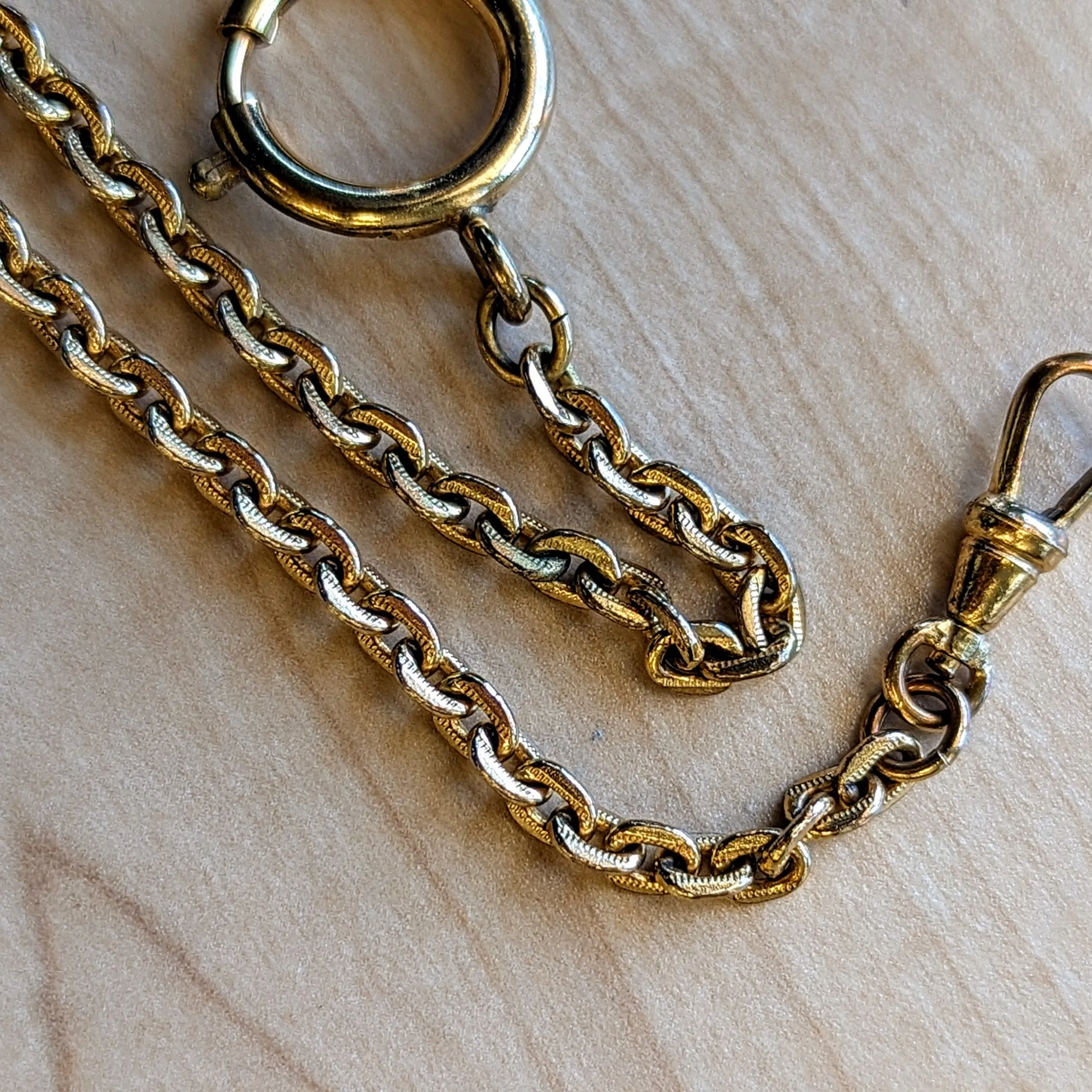 Vintage Pocket Watch Chain Men's Textured Link Chain Gold Tone
