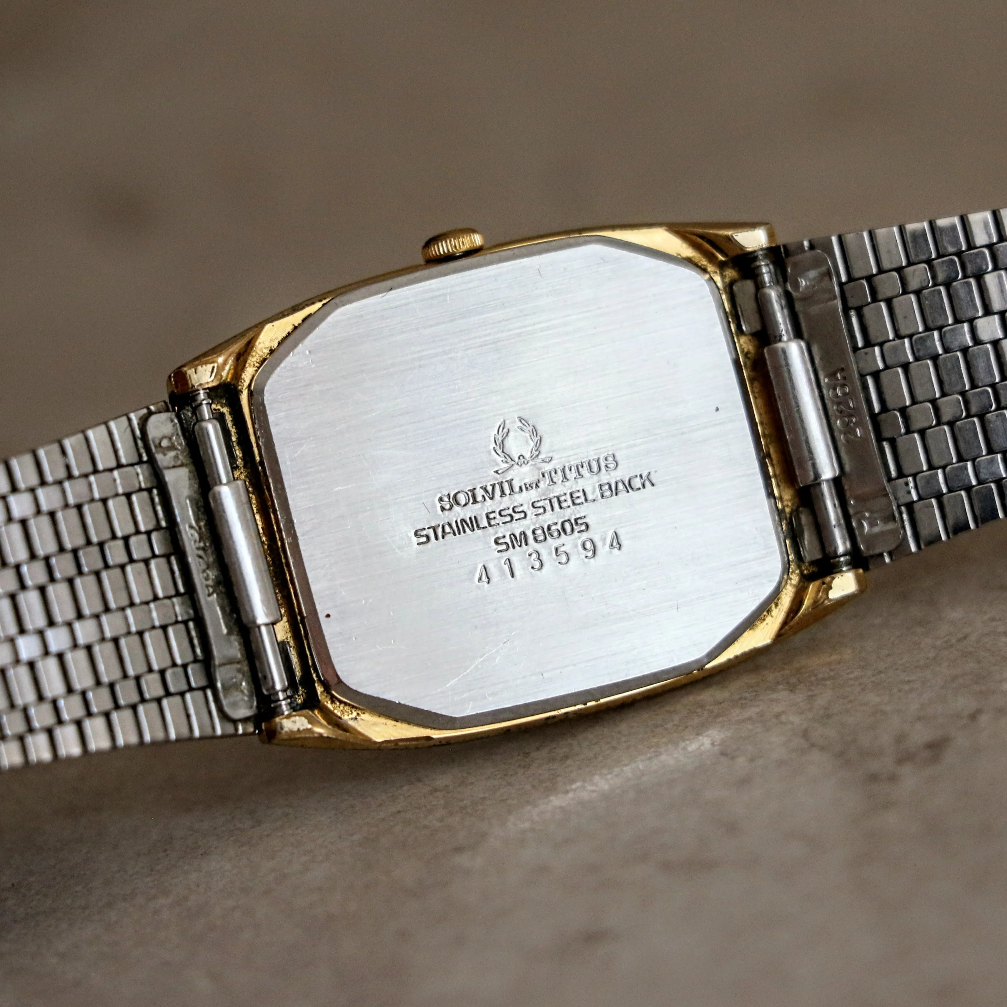 Vintage SOLVIL et TITUS Wristwatch Dress Quartz Watch SS Back - SM8605 413594