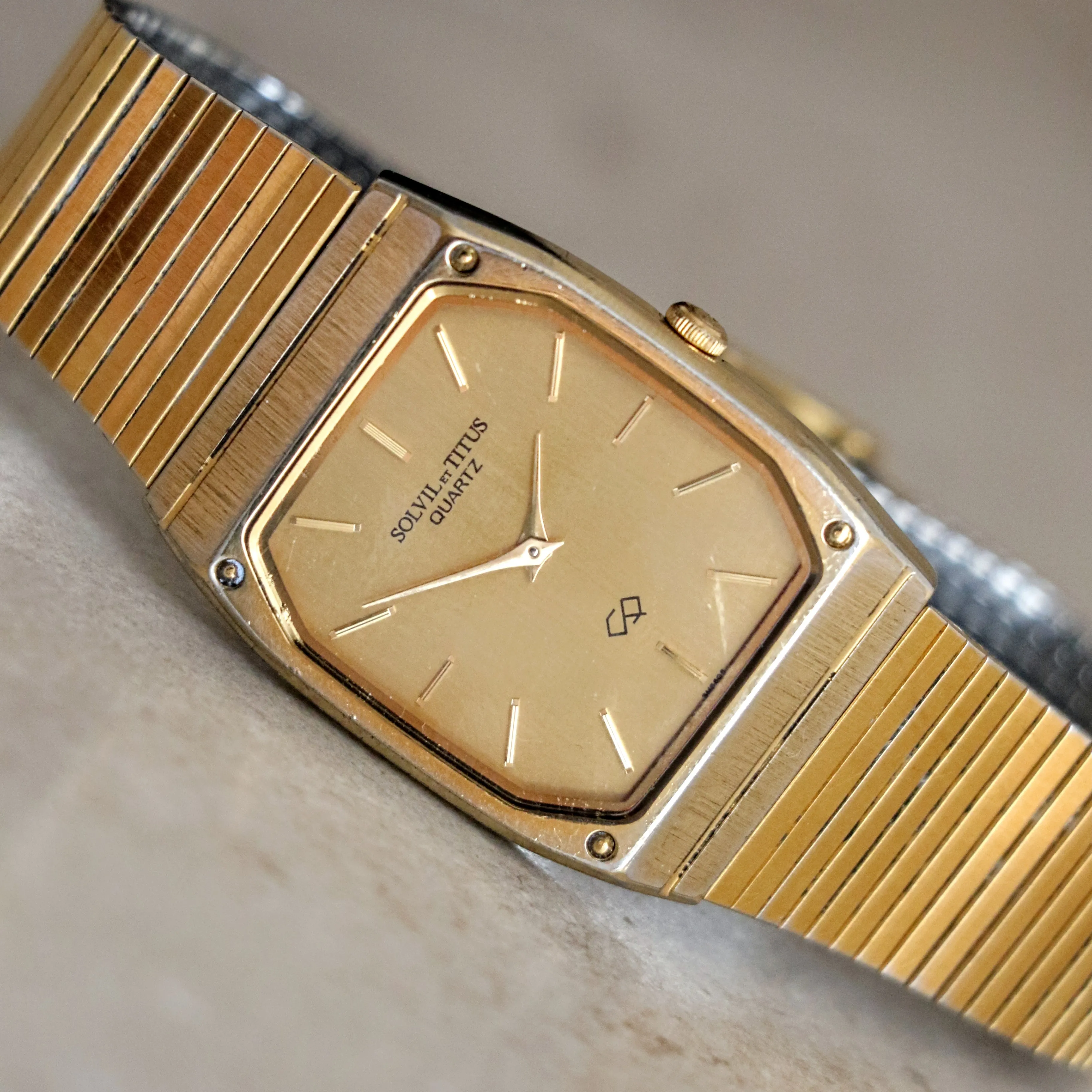 Vintage SOLVIL et TITUS Wristwatch Dress Quartz Watch SS Back - SM8605 413594
