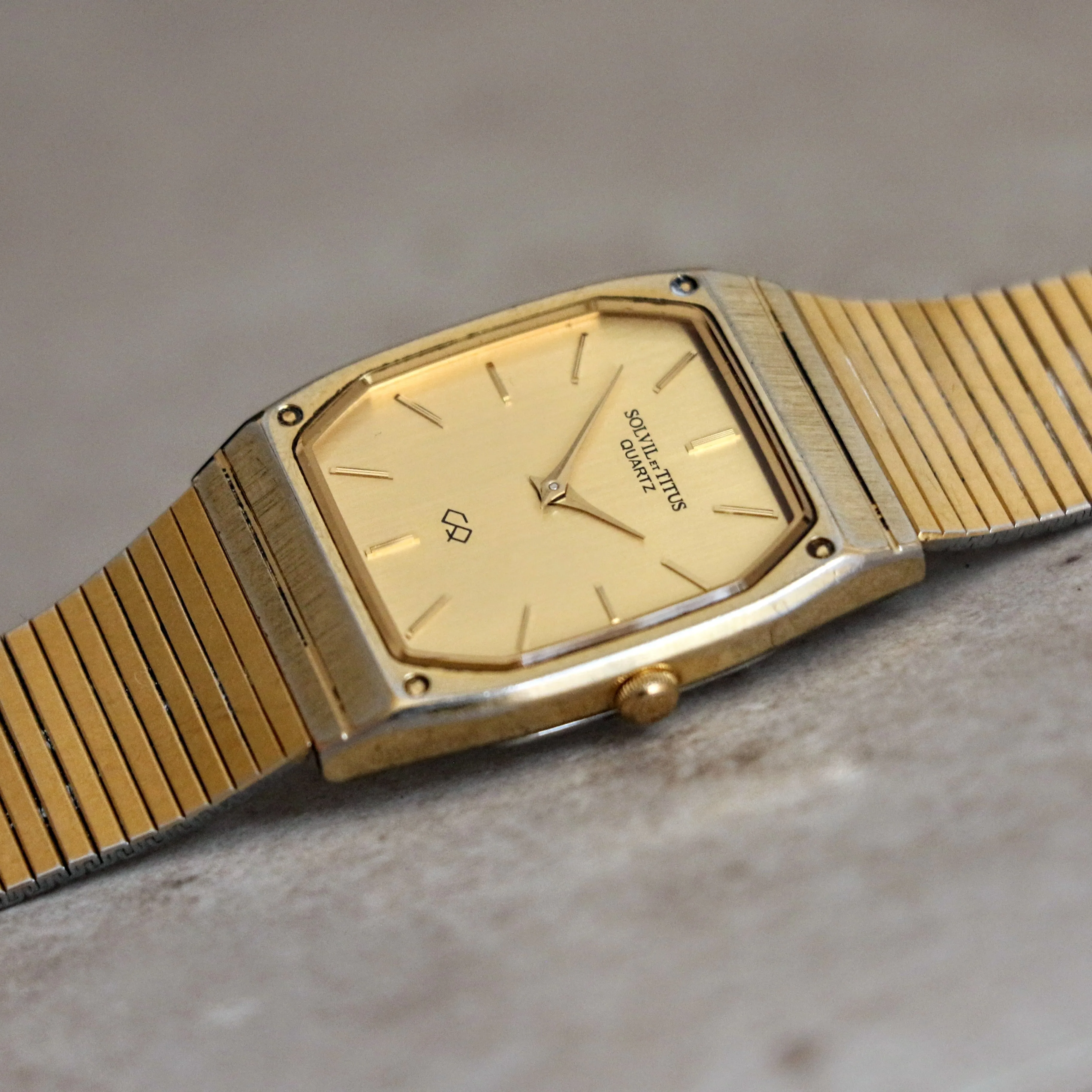 Vintage SOLVIL et TITUS Wristwatch Dress Quartz Watch SS Back - SM8605 413594