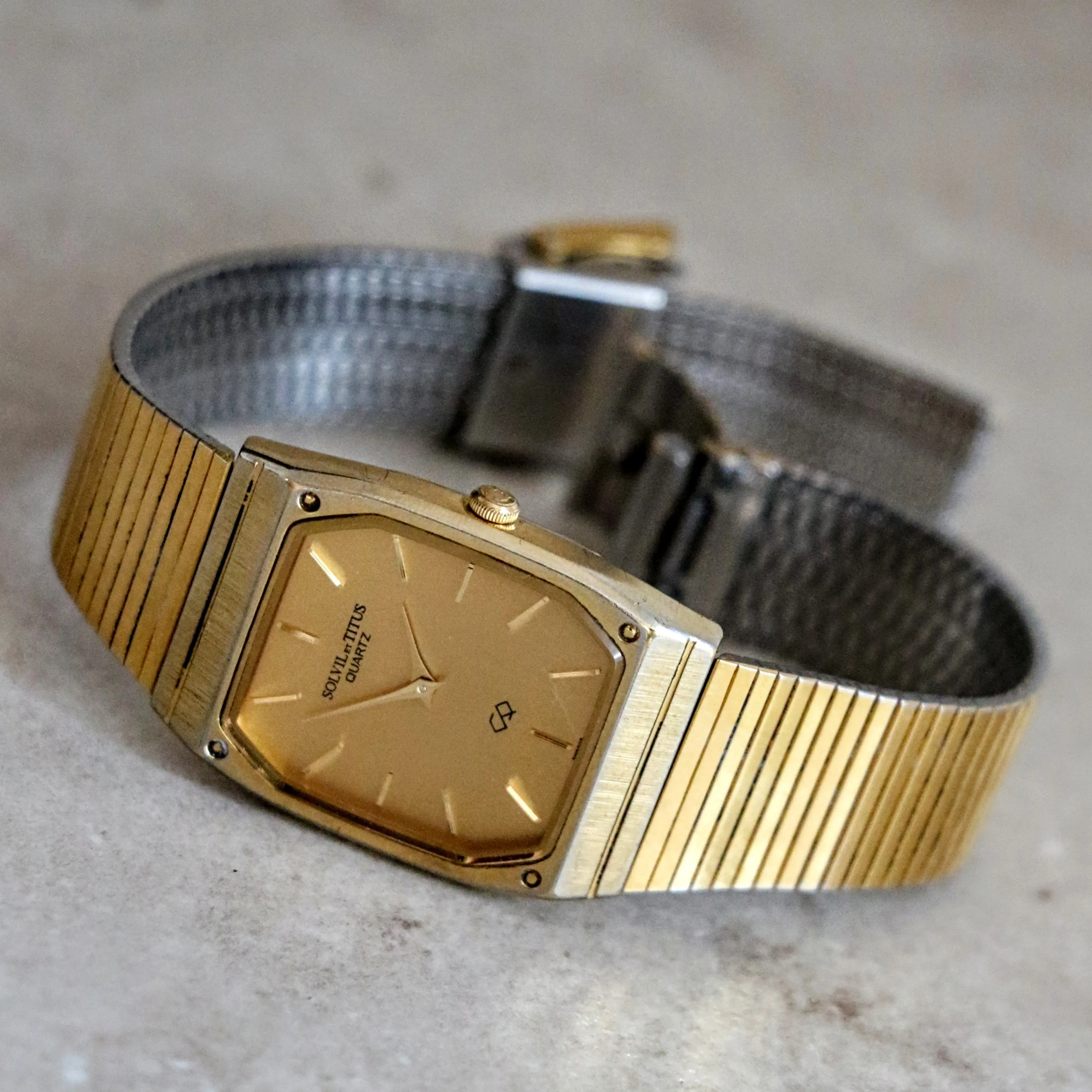 Vintage SOLVIL et TITUS Wristwatch Dress Quartz Watch SS Back - SM8605 413594