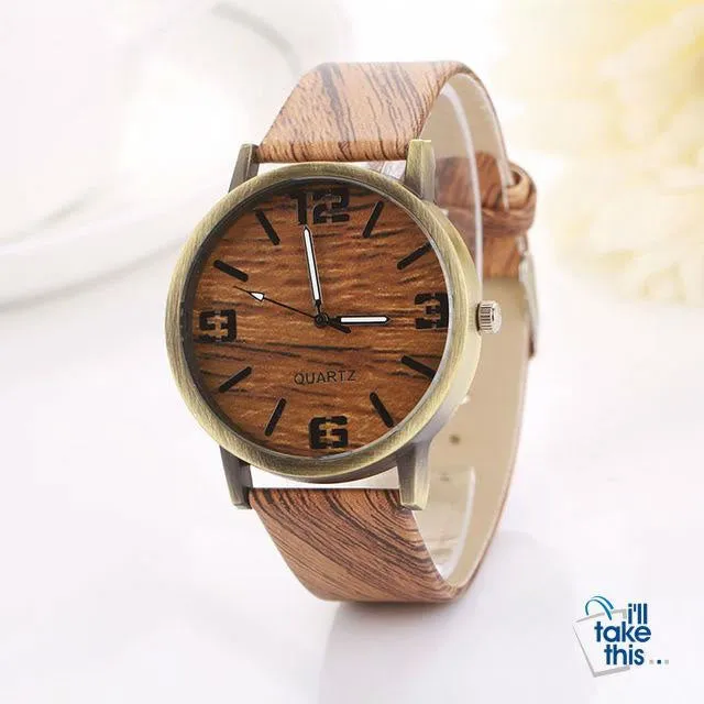 Vintage Wood Grain Luxury Watches - Women Fashion Watch with Quartz movements