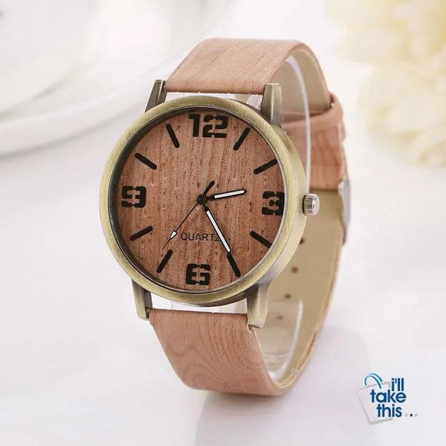 Vintage Wood Grain Luxury Watches - Women Fashion Watch with Quartz movements