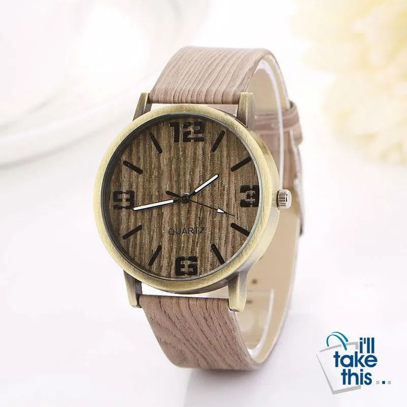 Vintage Wood Grain Luxury Watches - Women Fashion Watch with Quartz movements