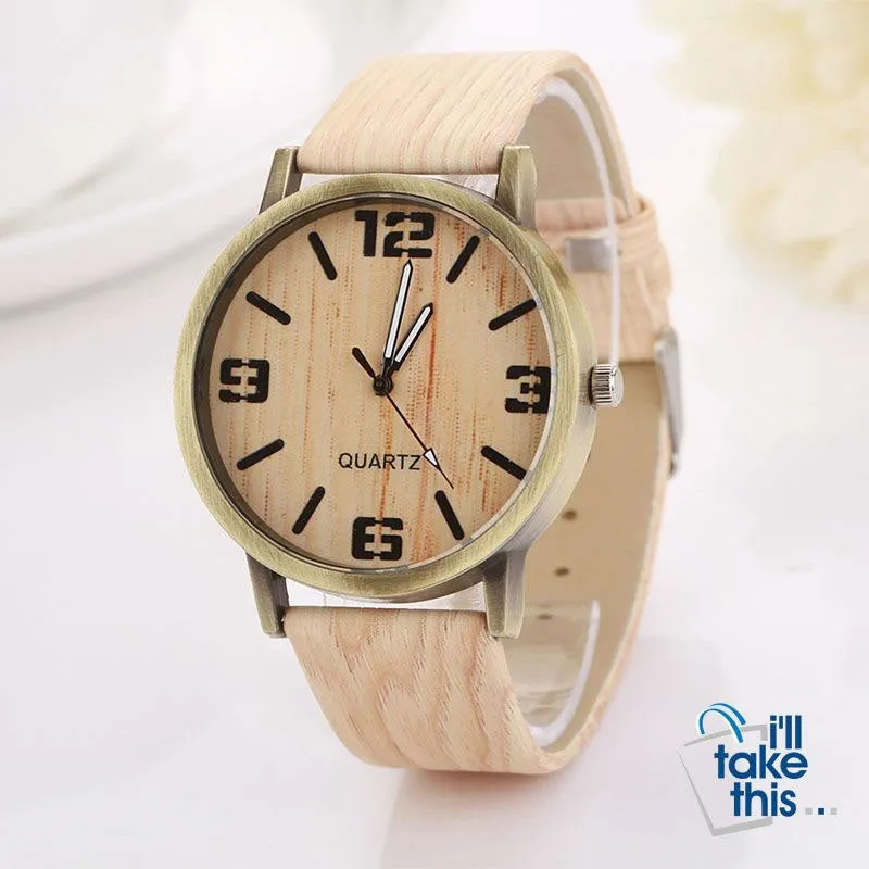 Vintage Wood Grain Luxury Watches - Women Fashion Watch with Quartz movements