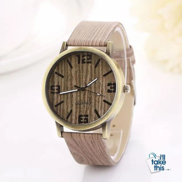 Vintage Wood Grain Luxury Watches - Women Fashion Watch with Quartz movements
