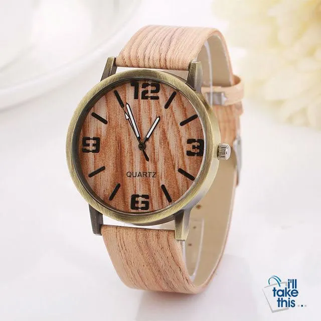 Vintage Wood Grain Luxury Watches - Women Fashion Watch with Quartz movements