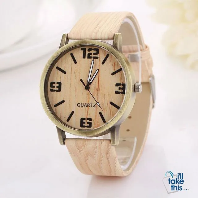 Vintage Wood Grain Luxury Watches - Women Fashion Watch with Quartz movements