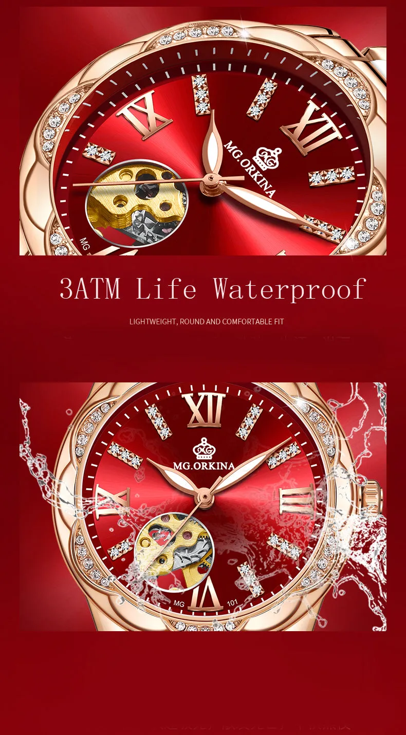 Women's Diamond Hollow Automatic Mechanical Ceramic Strap Wristwatches