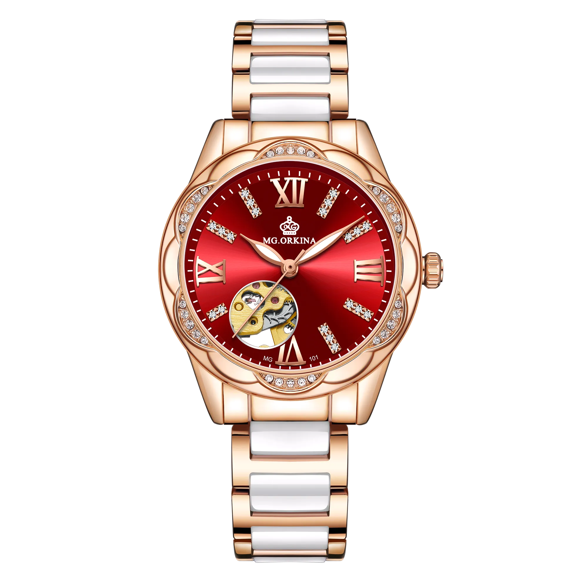 Women's Diamond Hollow Automatic Mechanical Ceramic Strap Wristwatches
