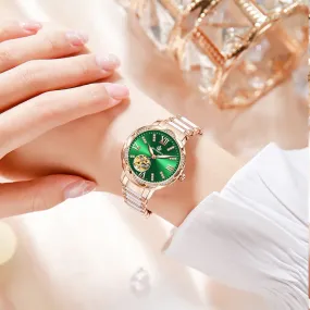 Women's Diamond Hollow Automatic Mechanical Ceramic Strap Wristwatches
