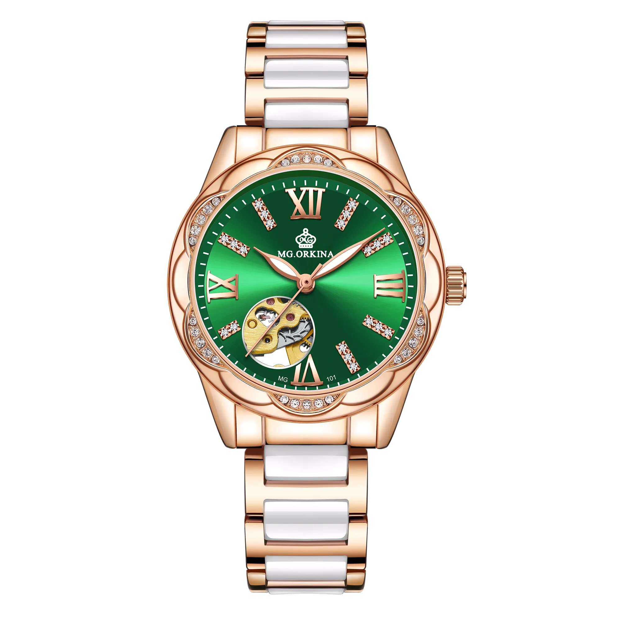 Women's Diamond Hollow Automatic Mechanical Ceramic Strap Wristwatches