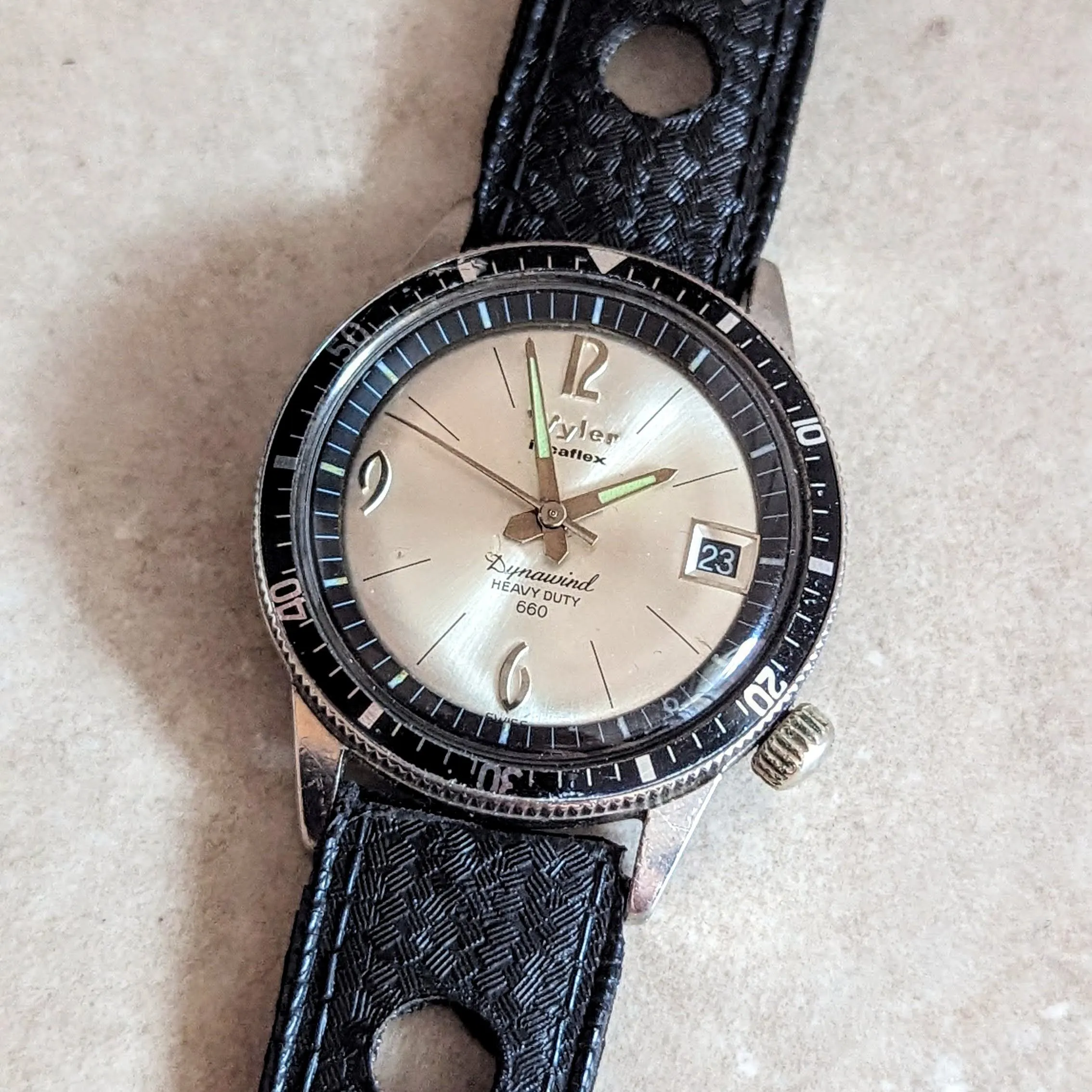 WYLER Incaflex Dynawind Heavy Duty 660 Diver Watch 17J Cal. ETA 2472 Wristwatch